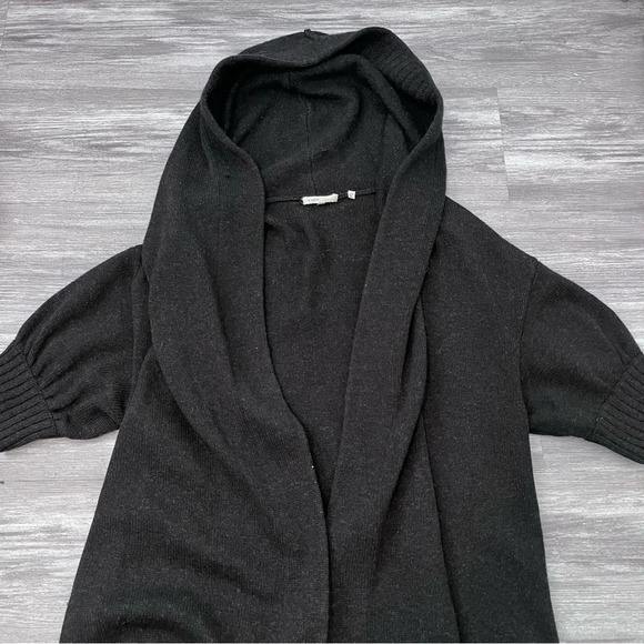 Vince Woman’s Alpaca Wool Blend Hooded Short Sleeve Open Cardigan Long Sz M - Picture 2 of 7